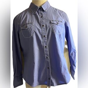 Ariat Women’s Fitted Western Snap Front Shirt Studded Size Large Periwinkle